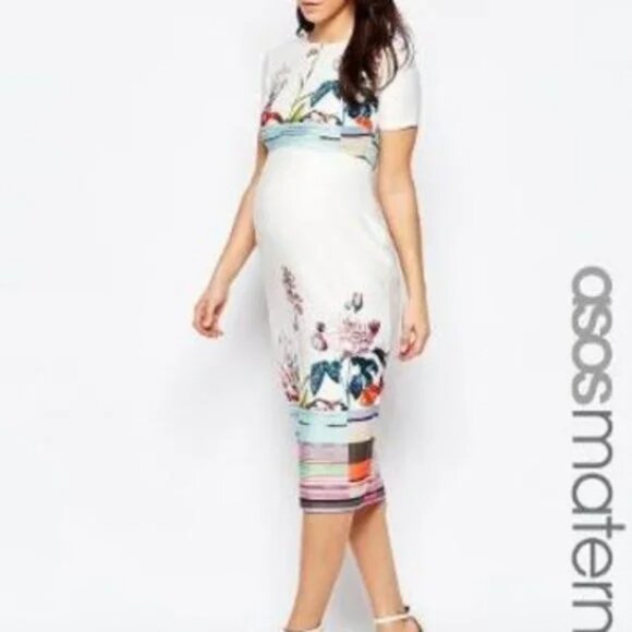 ASOS MATERNITY | Scuba Floral Pencil Dress Size 6 - Picture 1 of 7